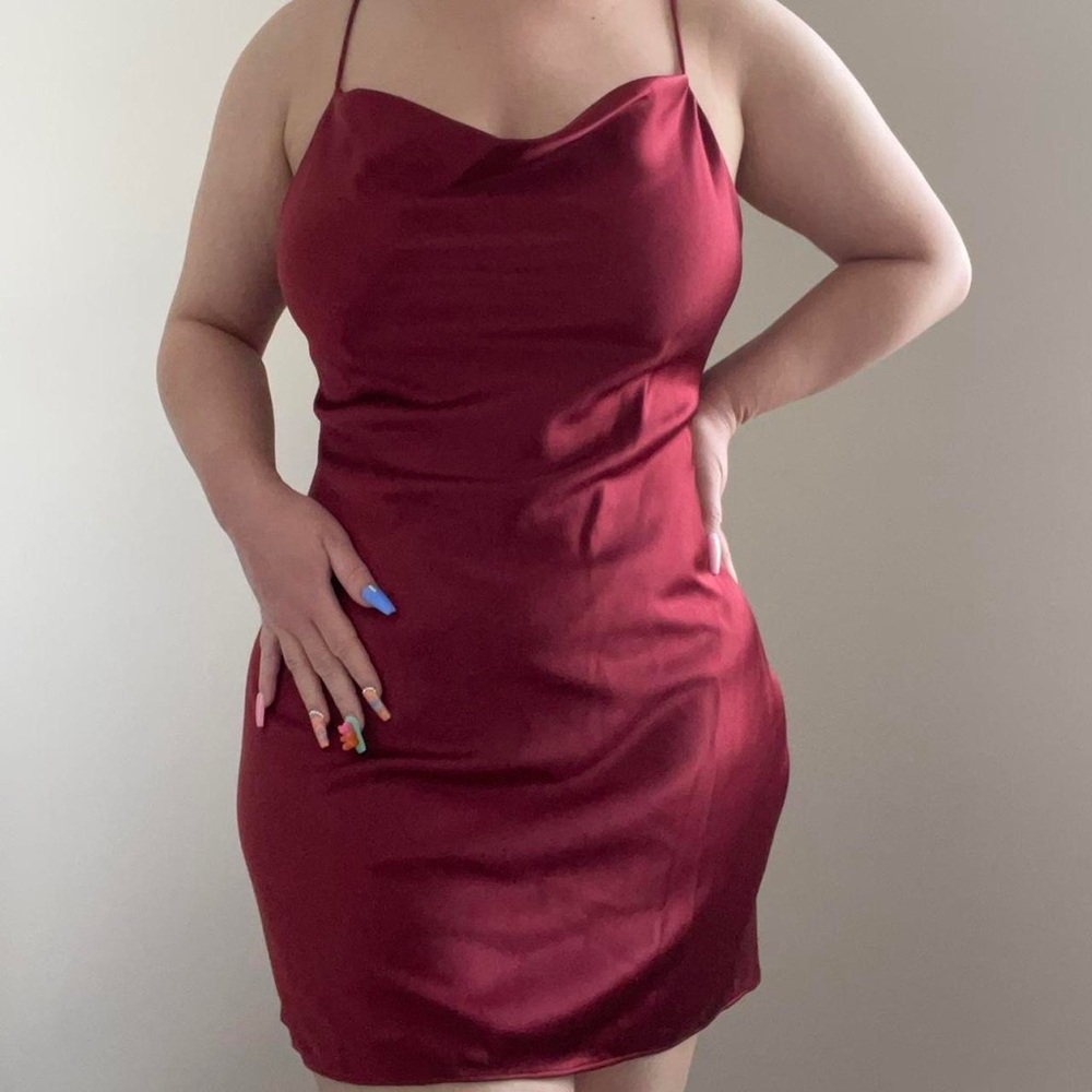 Alice + Olivia Harmony Slip Dress in Deep Red